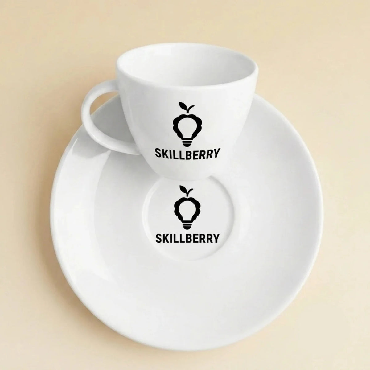 Personalized engraved porcelain cup and saucer — Skillberry