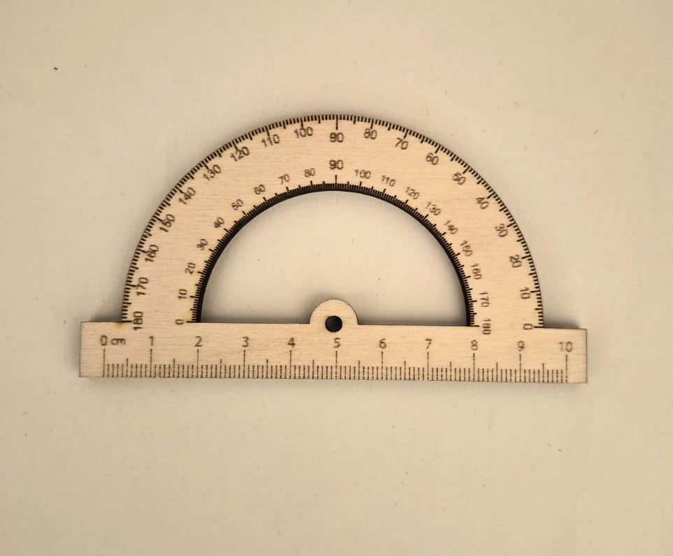Engraved Wooden Ruler Set, 4 Pieces — Ruler, Set Square, Protractor & Stencil